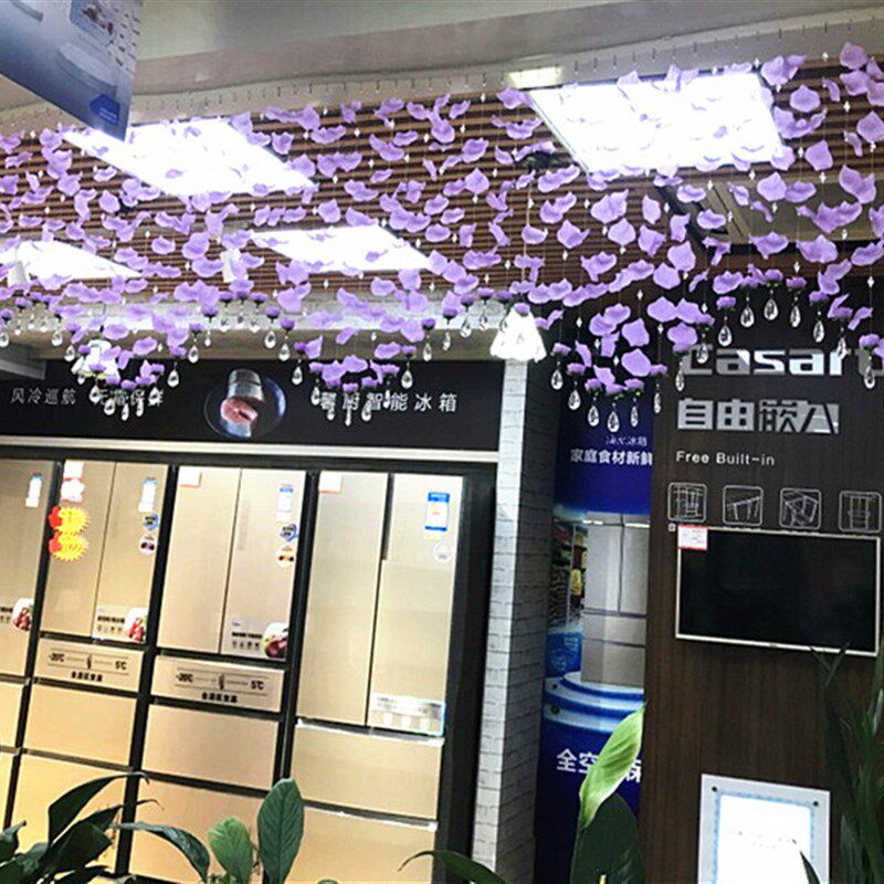布质成套粉色网红花瓣帘隔断玄关婚房布艺装饰橱窗入户门店铺帘