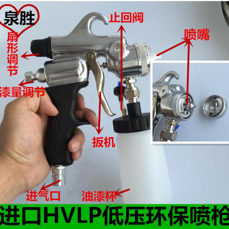 HVLP低压环保喷枪汽车快速补漆恒温热风涡轮喷枪快速喷漆修补枪