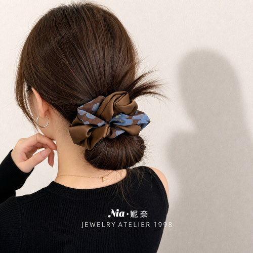 Nia妮奈 丸子头大肠发圈女高级感轻奢风马尾头花头饰头绳盘发发绳