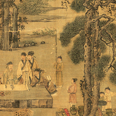 刘松年西园雅集图南宋仿古画高清微喷绢布临摹画稿装饰画宣纸画心