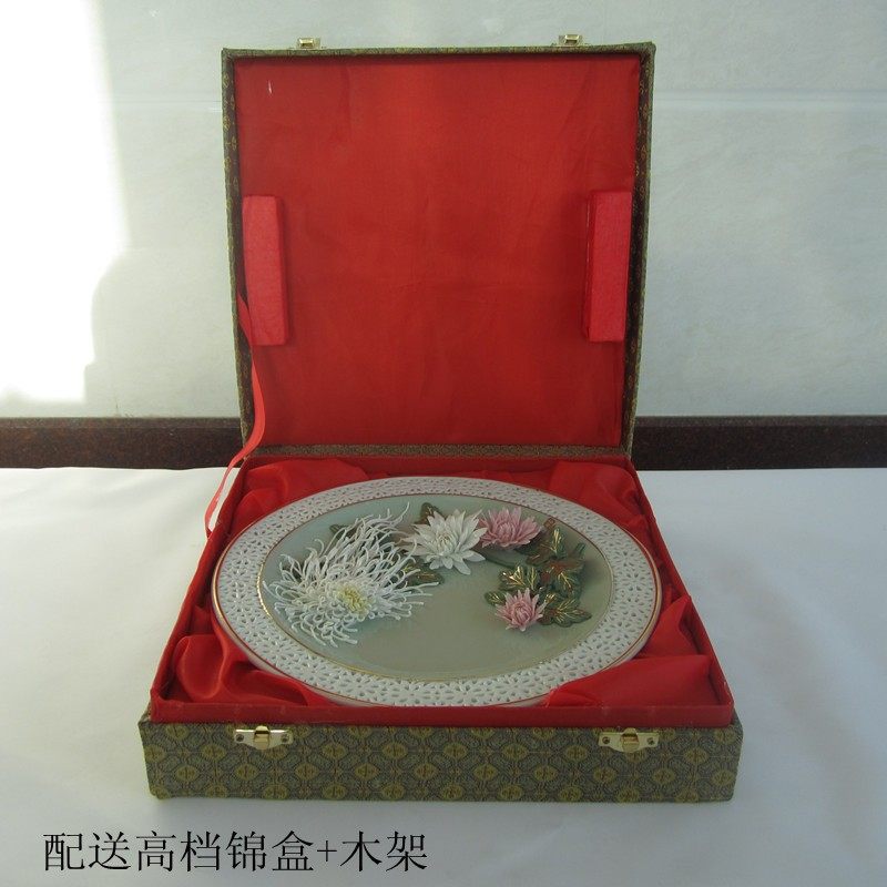 创意中式陶瓷挂盘摆件古风摆盘装饰家居客厅酒柜手工摆台工艺品