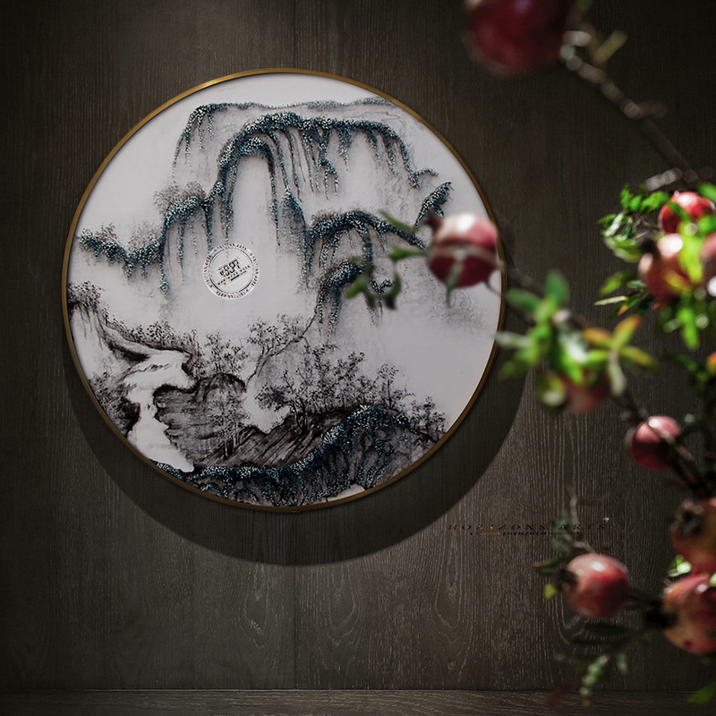 新中式风景实物钉子画入户玄关圆满寓意壁画客厅餐厅过道挂画定制