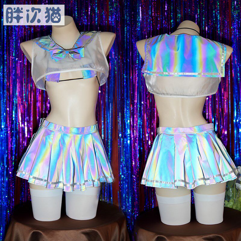 夜光主题水手服 透明性感JK制服比基尼套装睡裙私房睡衣超短裙