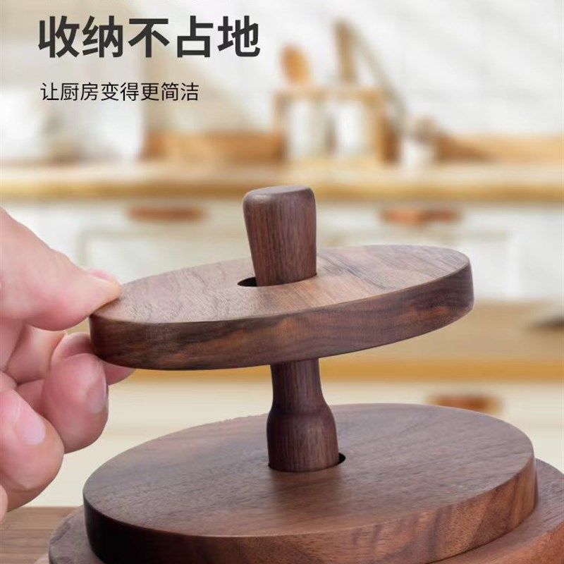 创意黑胡桃蜂窝隔热垫盘垫圆形木制杯垫桌面防烫垫实木高温耐热垫