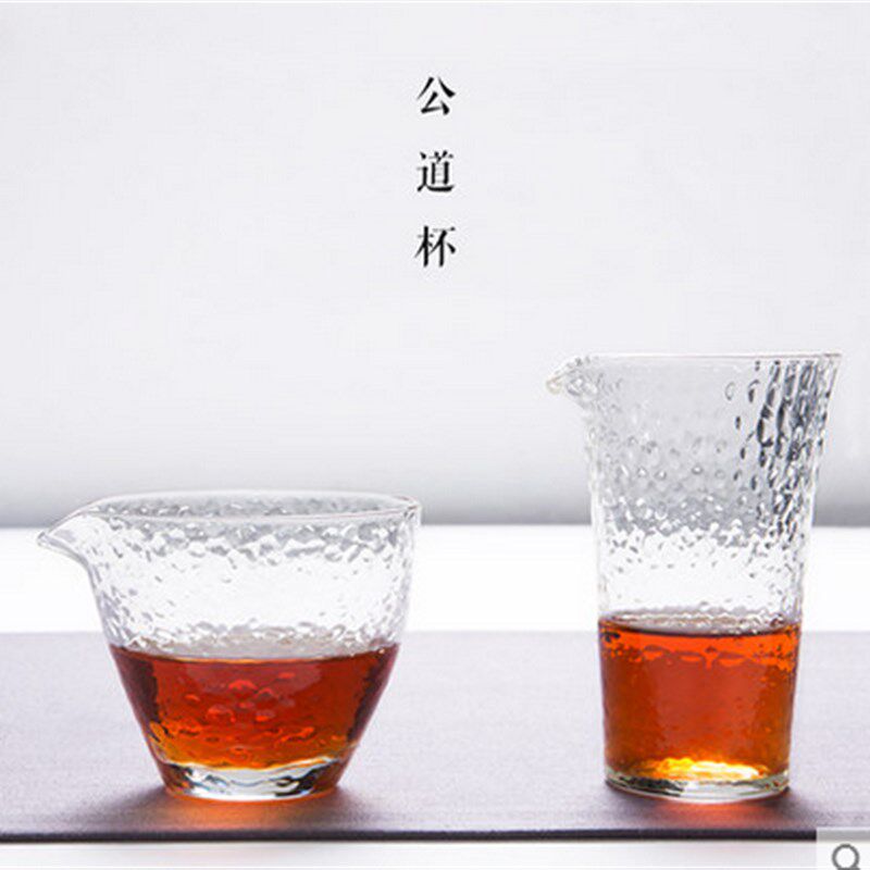 锤目纹玻璃公道杯茶漏套装加厚耐热日式分茶器海锤纹功夫茶具配件