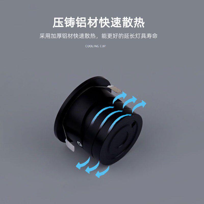 黑色嵌入式小角度led聚光洗墙射灯3度0.5W3W5W开孔5公分50mm可调