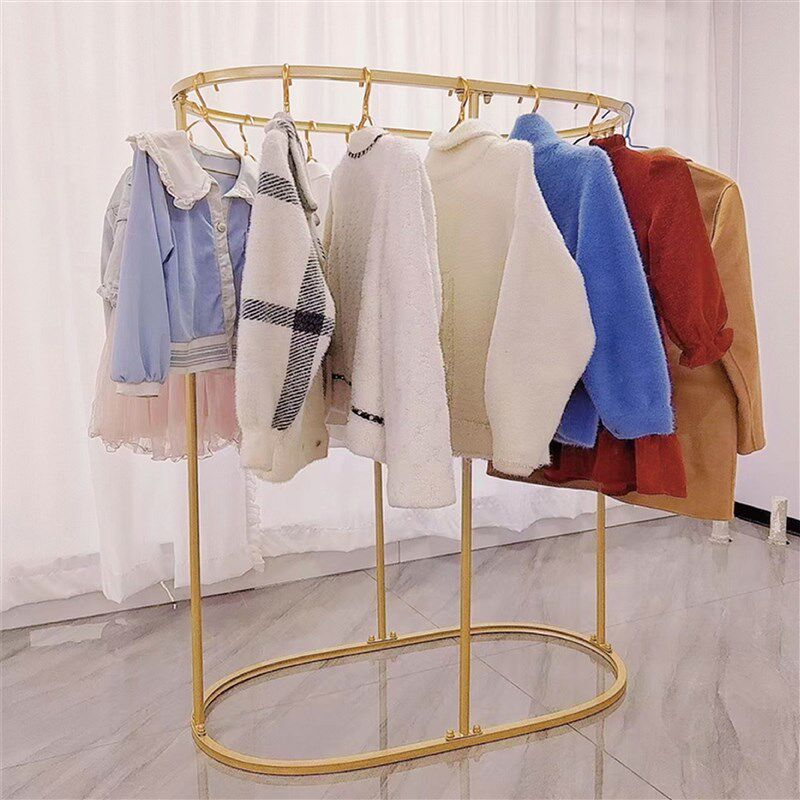 服装店展示架落地式童装装饰货架椭圆形女装挂衣服架子中岛龙门架