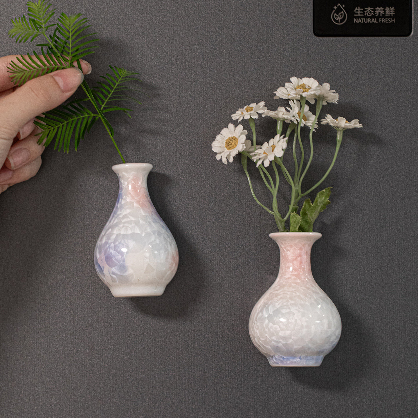 26年新款小花瓶冰箱贴结晶釉陶瓷3D磁吸贴创意手工装饰品家居摆件