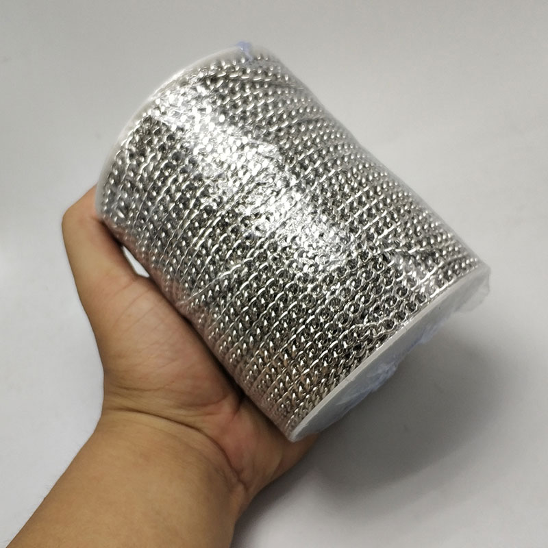 不锈钢色金属链条批花磨链 铁质镀镍耐生锈铁链子diy50米一捆带轴