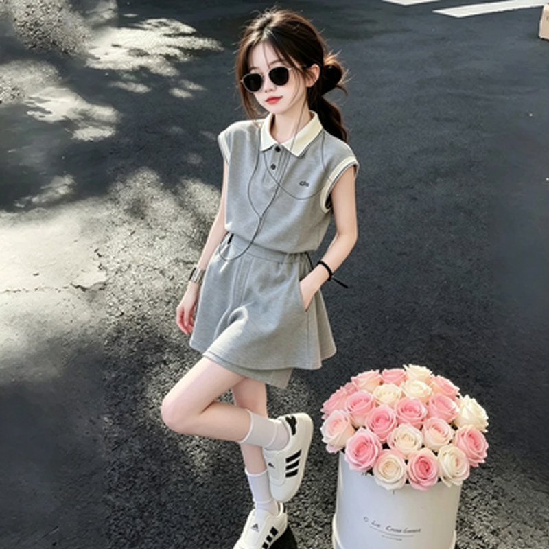 女童夏套装2026新款中大童运动短裤两件套儿童洋气时髦巨好看夏装