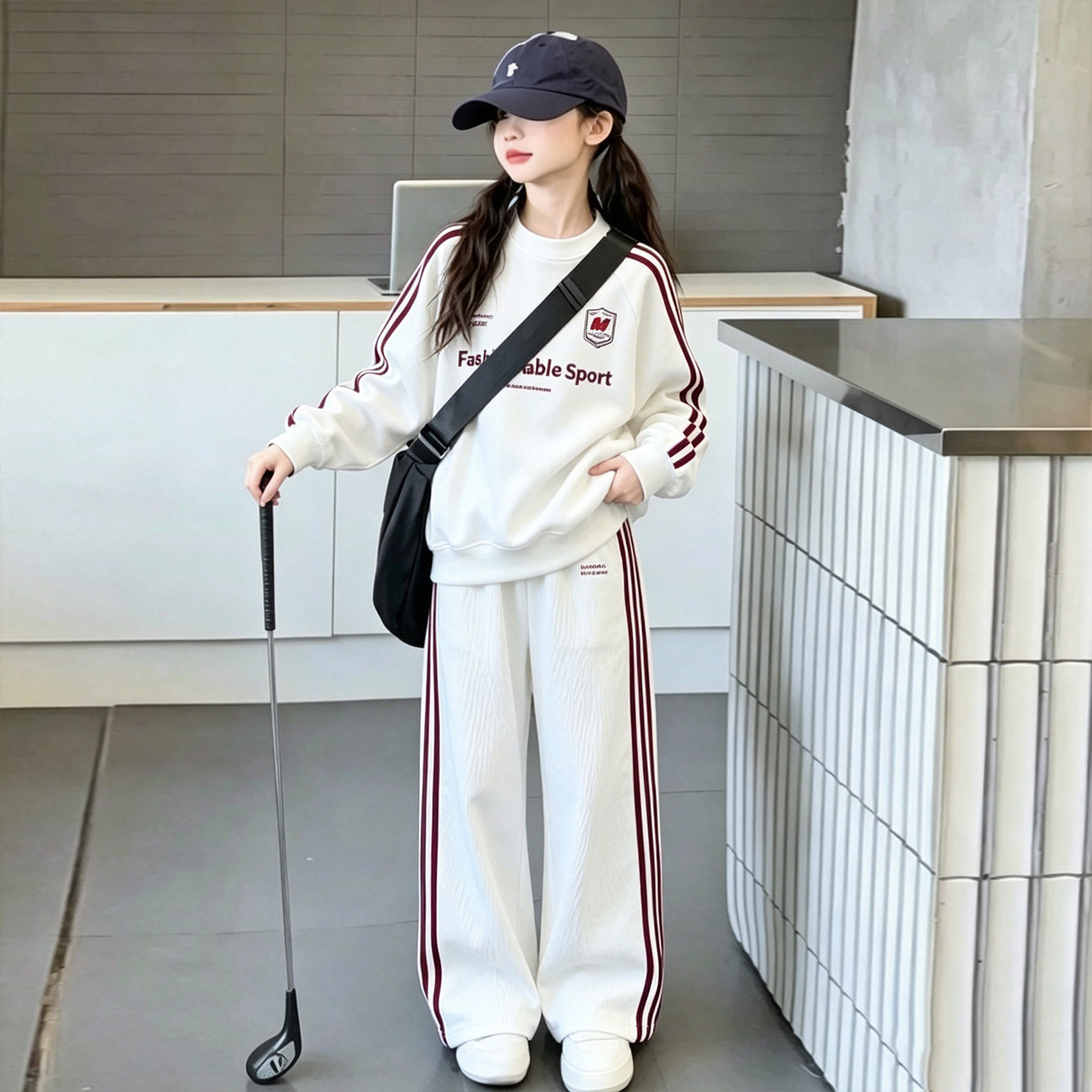 女童春秋洋气运动卫衣两件套