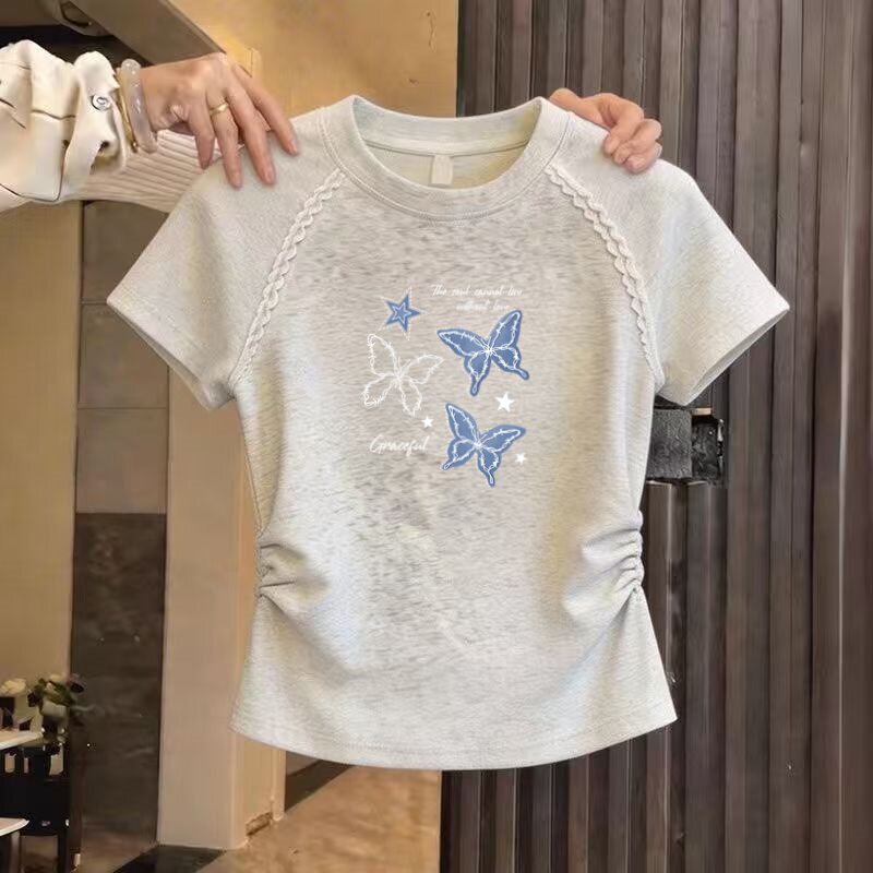女童纯棉印花短袖T恤2026新款