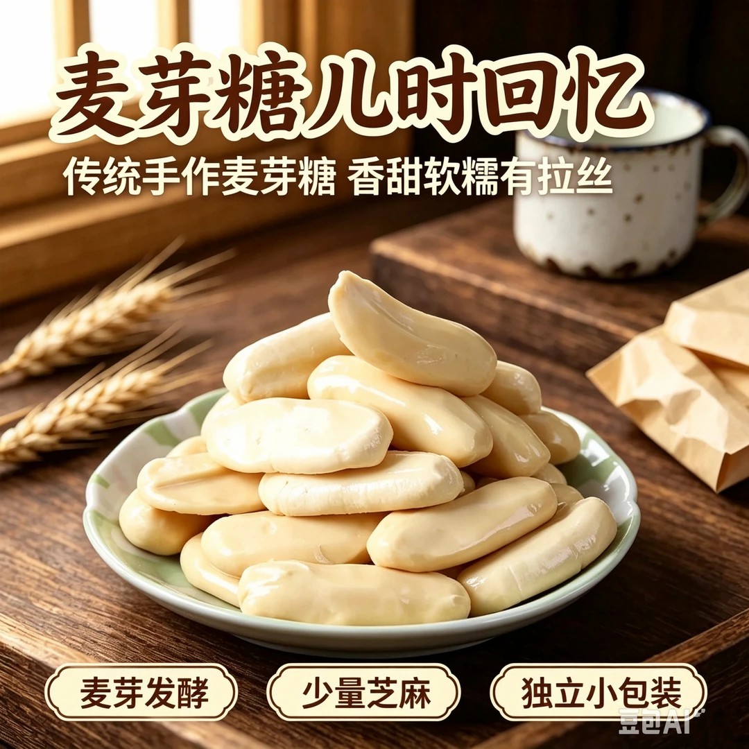 【传统手工】怀旧麦芽糖叮叮糖老式饴糖灶糖粘牙拉丝传统糖果-JY
