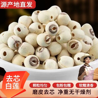 湖南正宗去芯白莲子500g莲子干货饱满清香粉糯易煮新莲子干货-Y