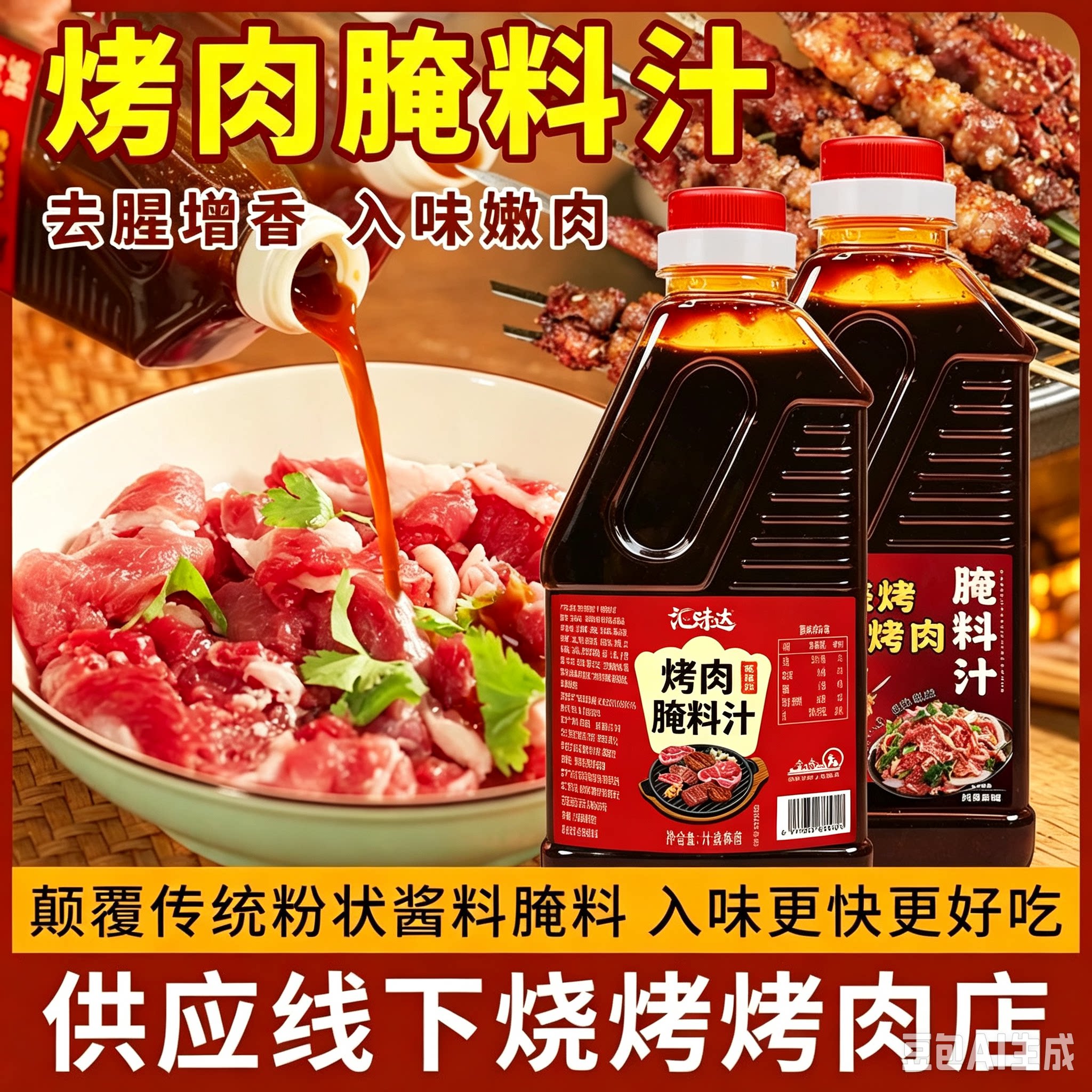 【抢!2大瓶装】烧烤烤肉腌料汁炒菜牛羊肉串五花肉提香调料-JY