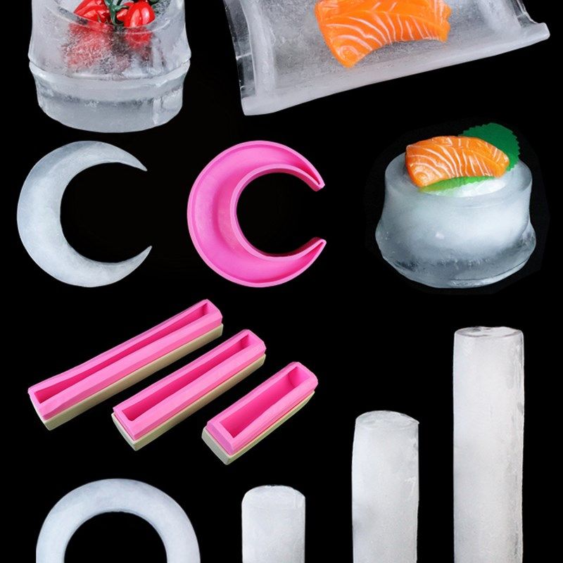 刺身冰柱模具立体冰雕三文鱼日料摆盘冰碗磨具创意月牙装饰品装盘