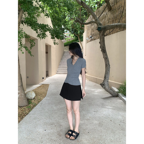 Maluona a字半身裙裤女韩版新款高腰显瘦防走光百搭气质西装短裙