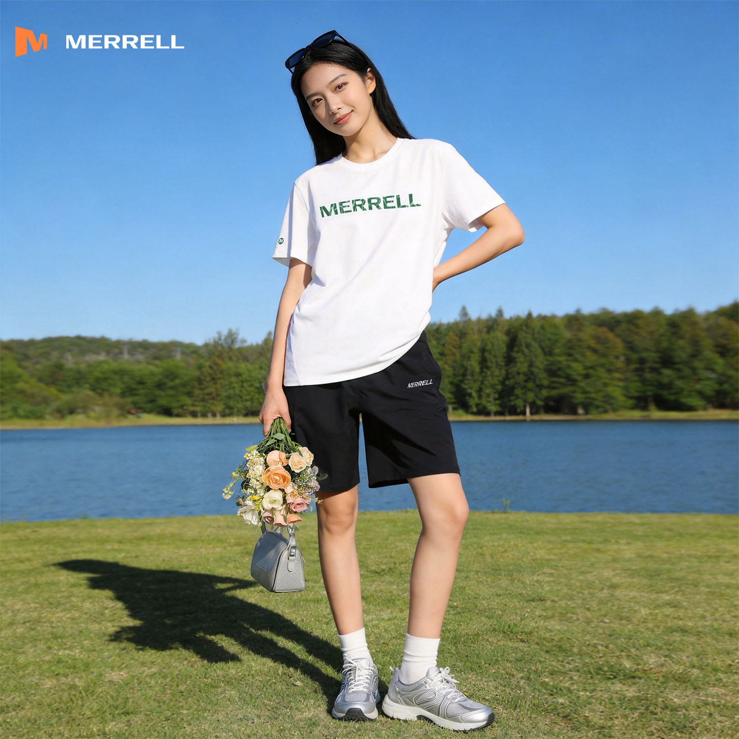 Merrell迈乐运动套装女夏季新款宽松休闲套装速干短袖耐磨五分裤A