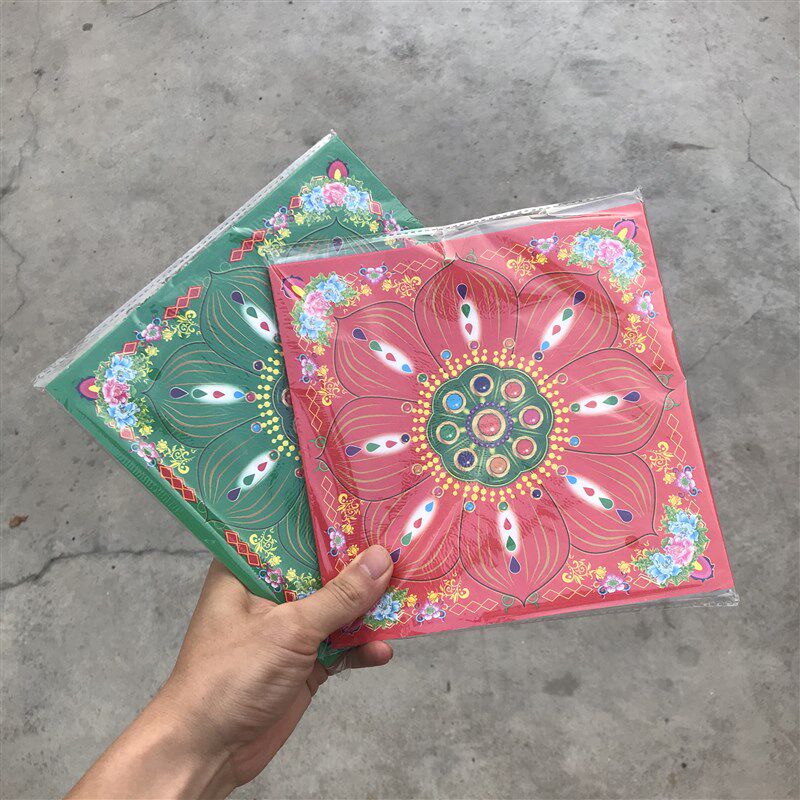 双面琉璃中花纸纯彩印 无烫金 正方形加厚莲秋手工折叠2 纸00张