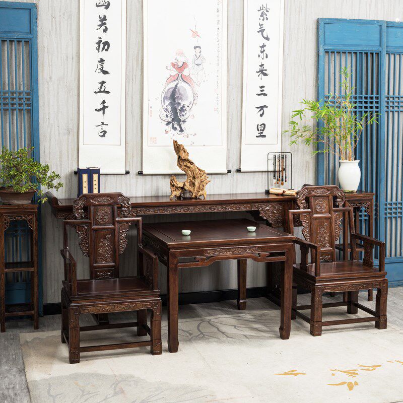 实桌中堂六件套新中堂八仙桌农村客厅中式柜神台供木佛堂家用条案