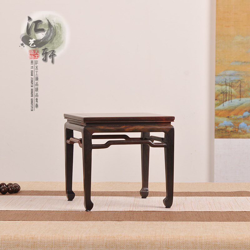 香木大红酸枝正方马蹄式现代高红茶壶几炉盆景摆件花瓶聚宝盆方几
