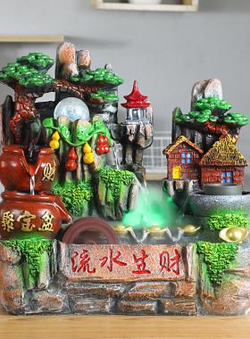 假山流水风装轮喷小桌面泉摆件客厅招财鱼缸水饰开业乔迁新居礼品