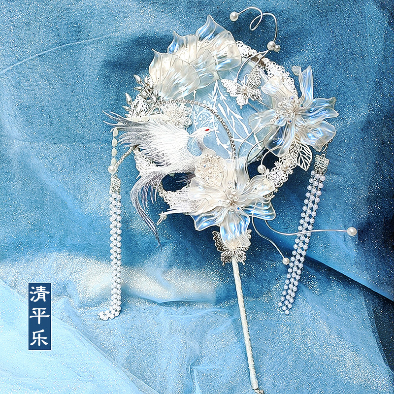 新娘团扇中式秀禾喜捧古风婚礼手扇花高级结婚d子手工扇iy材料包