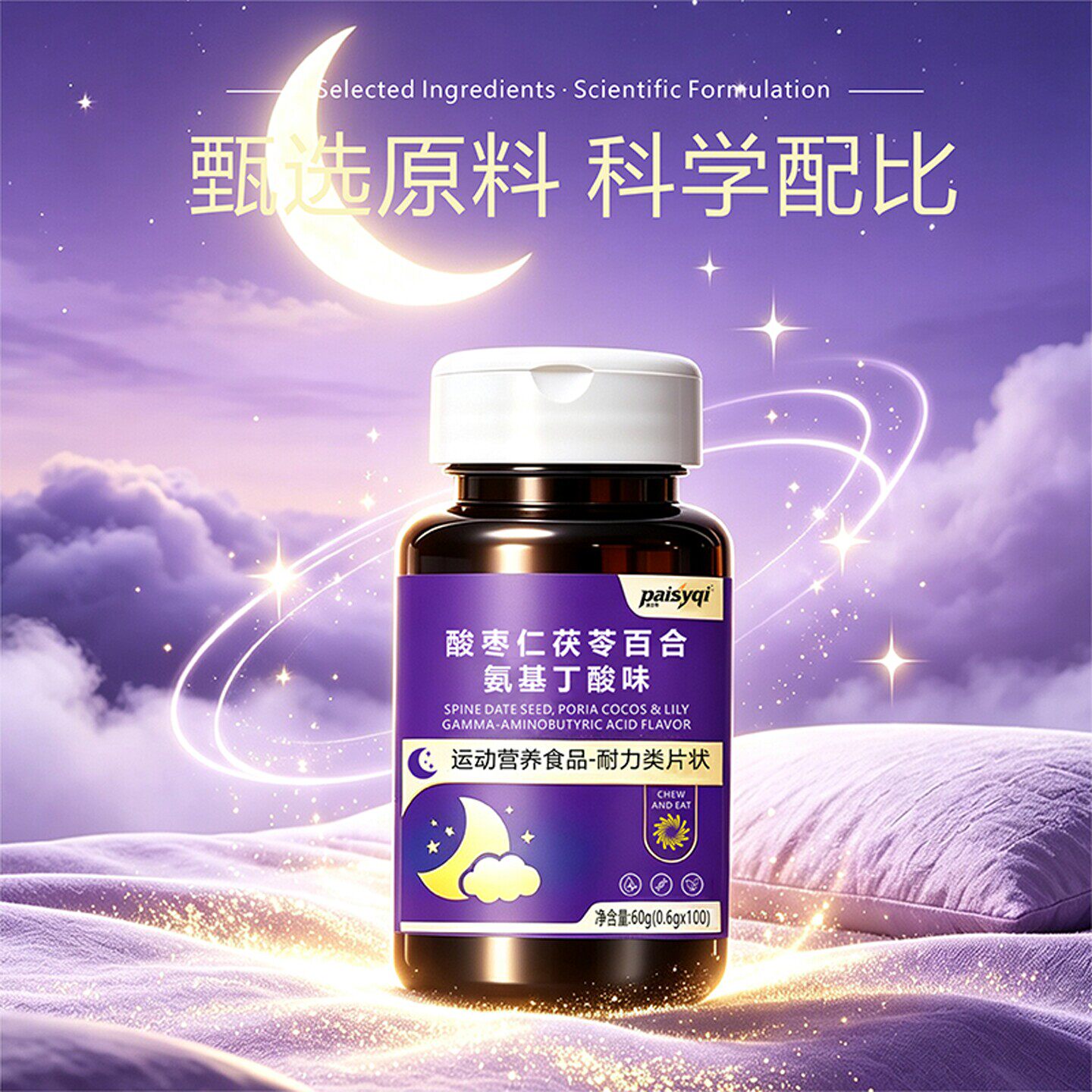 paisyqi酸枣仁茯苓百合氨基丁酸情绪成人睡眠非褪黑素官方旗舰店