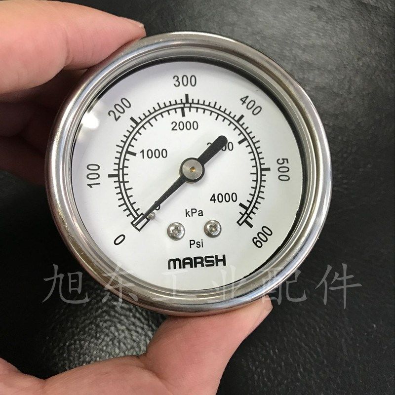 原装Marsh美国600PSI高压压力表气压表全不锈钢2.5寸表径