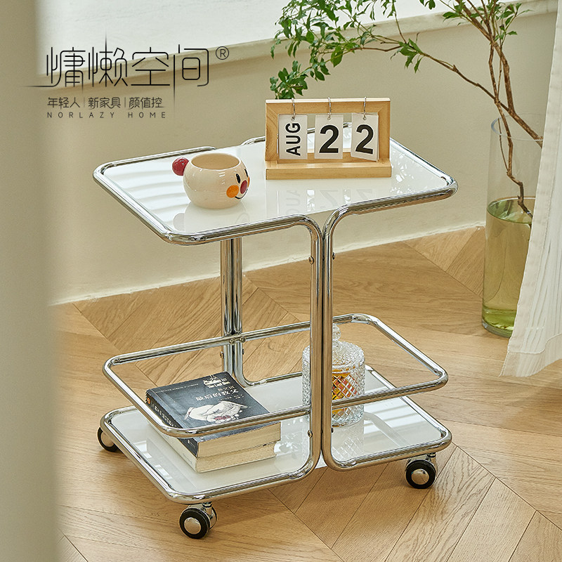北欧轻奢不锈钢沙发边几带轮极简可移动慵懒空间品牌角几