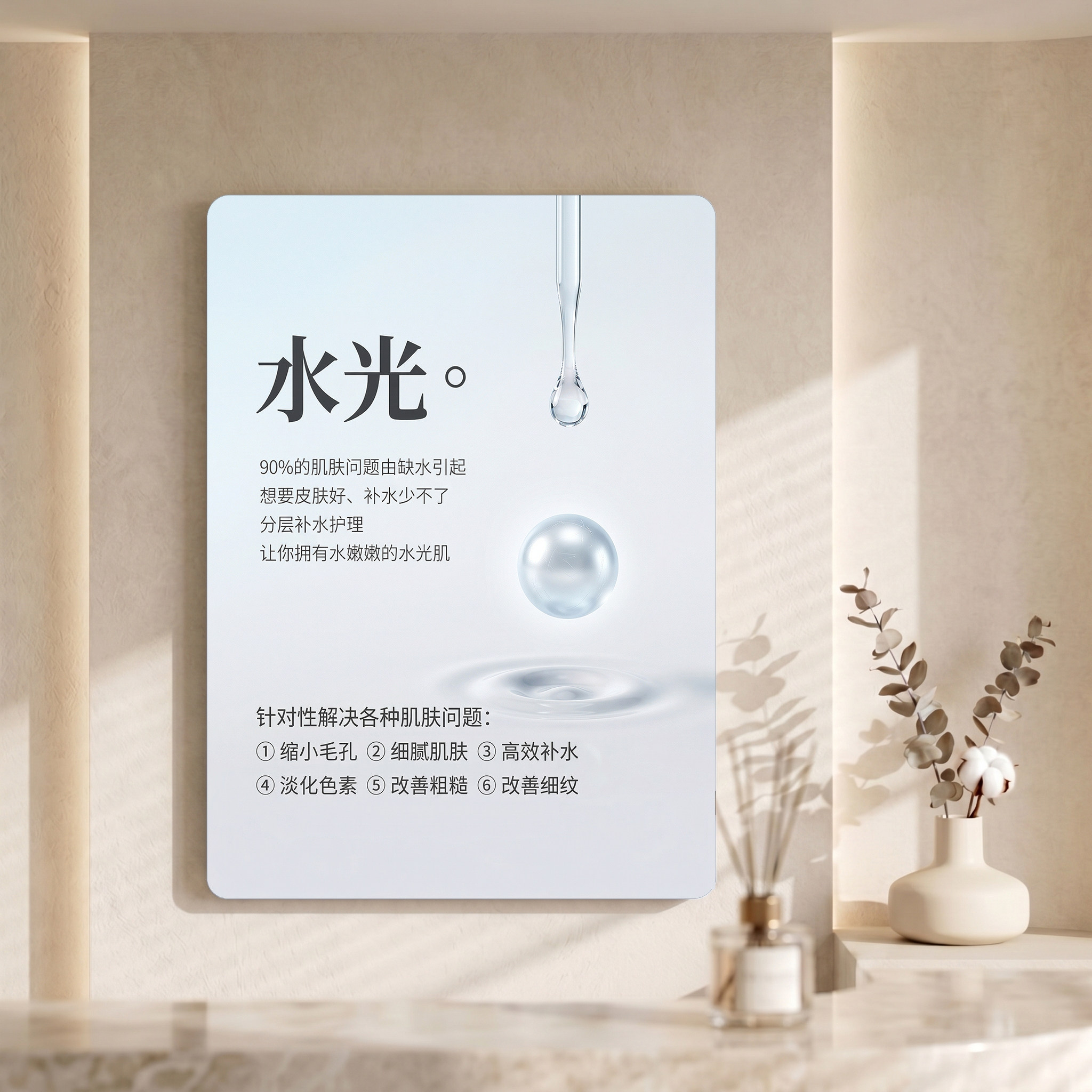 医美水光项目宣传海报补水护肤功现代装饰画