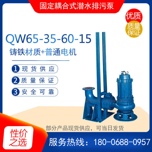 QW65-30-60-15 型固定耦合式潜水排污泵 无堵塞潜水泵 管道增压泵