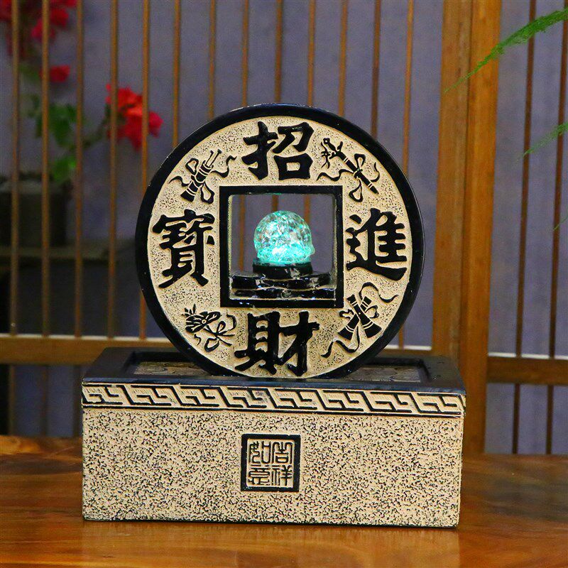 店铺前台桌面流水摆水招饰进宝办公室装财件景客厅流水器循环水景