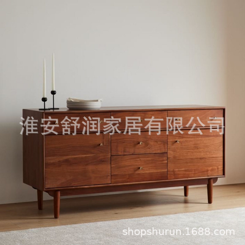 新中式餐边柜高柜一体家用入门玄关柜客厅原木茶水柜储物置物架