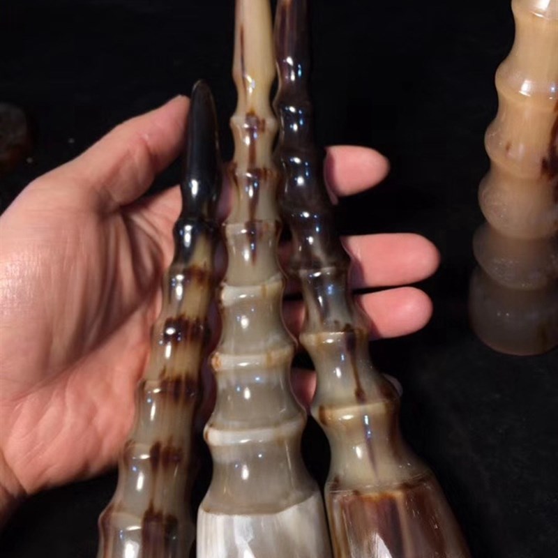 牛角刀柄料牦牛角手把件羊u角形状刀把家居摆件手柄茶壶把工料包