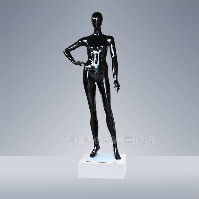 亮黑色玻璃钢模特道具女全身 服装店橱J窗人体展示人台dummy
