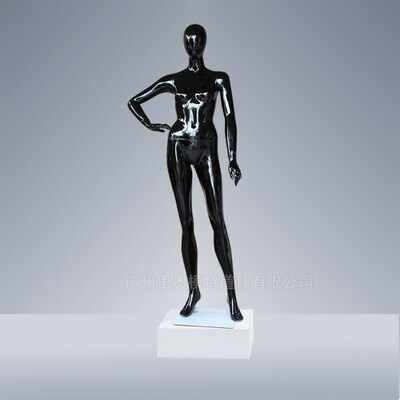 亮黑色玻璃钢模特道具女全身 服装店橱J窗人体展示人台dummy