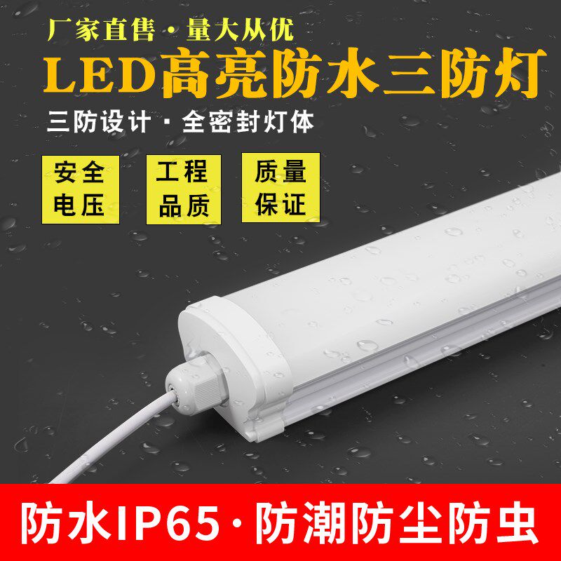 led防水三条一体化长防灯管低压直流12v24v交流外6v超亮户3日光灯