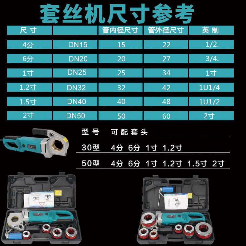 进口套丝机电动220v手持全自动2寸手动绞丝机套丝工具6镀锌管水管