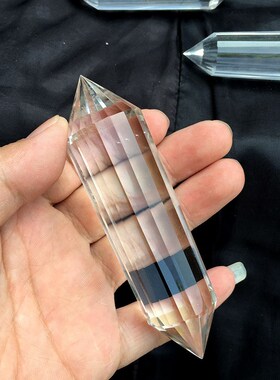沃格尔双尖多面瑜伽天然白水晶柱子24面多棱水晶柱水晶灵摆