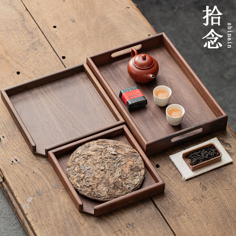 胡桃木普洱茶开茶盘茶仓茶饼架子工具单层抽屉式分茶盘茶道配件