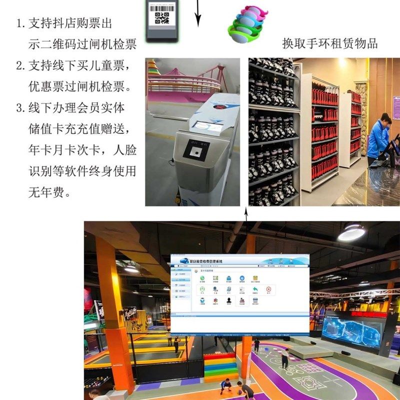 闸机刷卡扫码计时收费 蹦床馆售票系统R 人脸识别衡水