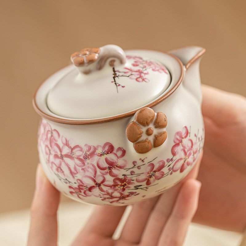 猪油冻汝窑茶壶单壶m泡茶家用梅花宝瓶手抓壶单个中式高档女士茶