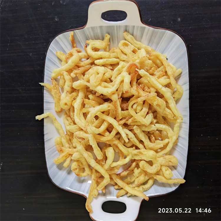酥香鱿鱼条加工设备 裹面糊鱿鱼条油炸流水线导热油加热 炸鱼丝机