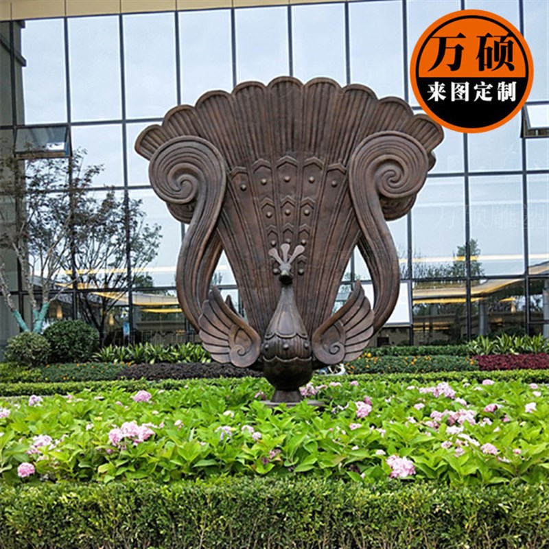 铸铜孔雀开屏雕塑 园林广场小区铜D雕天鹅雕塑 地产景观装饰动物