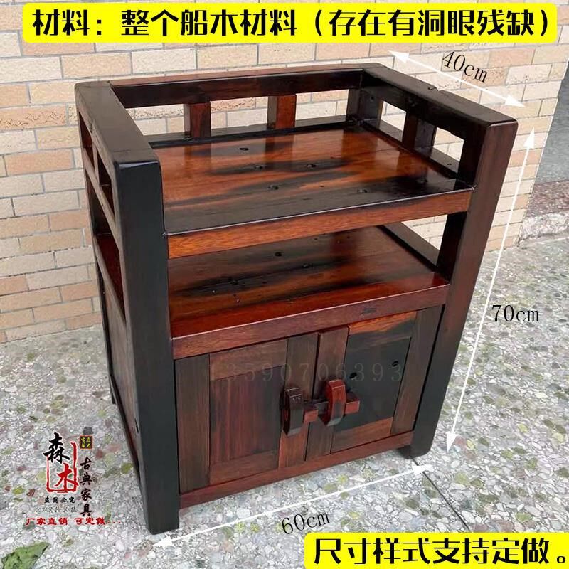 老船木餐边柜公司多格老船木柜子茶水柜收纳鱼Q缸柜办公室家具小