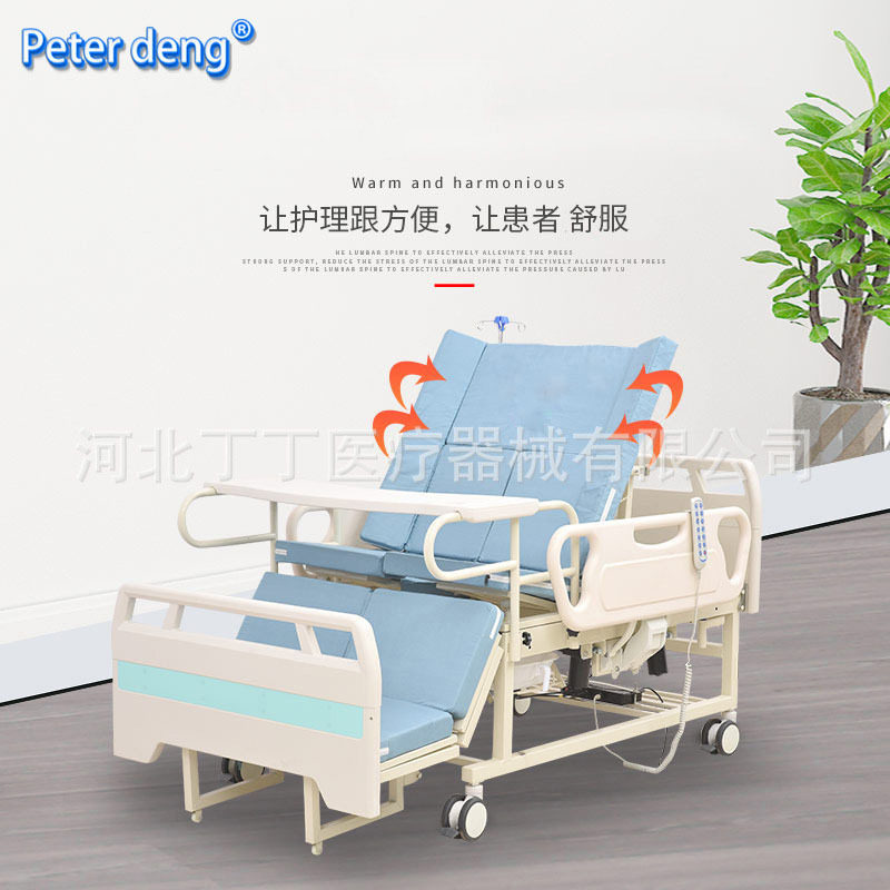护理床厂家 丁丁手电一体塑料大护栏护理床 家用多功能电动护理床