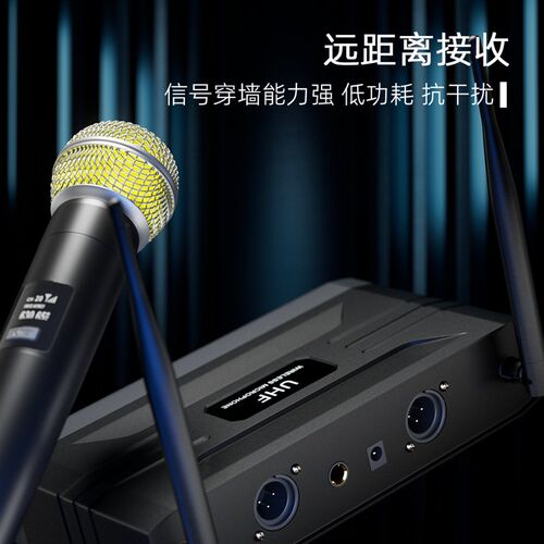 新款LEDd灯无线麦克风一拖二户外音响直播KTV家庭手持唱歌通用