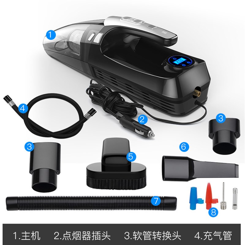 供应车载充气泵吸尘器数显4合1吸尘器干湿两用大功T率 无线吸尘