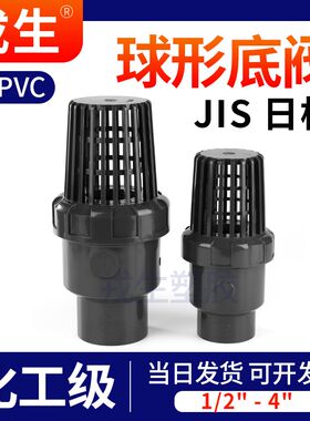 戎生UPVC球型底阀日标水泵PVC管止回阀花篮头塑料抽水鱼缸止逆阀